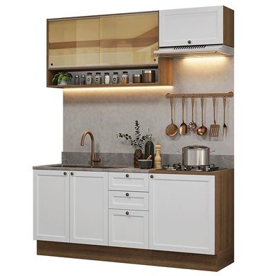 Armário De Cozinha Completa 180 Cm Rustic-branco Vik Madesa 05 Rustic-branco