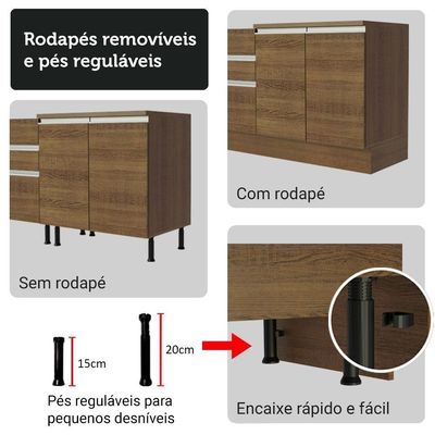 Armário De Cozinha Completa 190cm Glamy Madesa Rustic