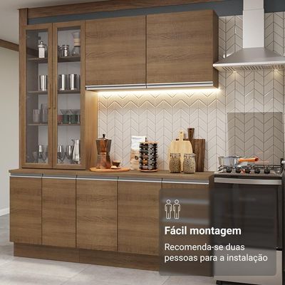 Armário De Cozinha Completa 190cm Glamy Madesa Rustic