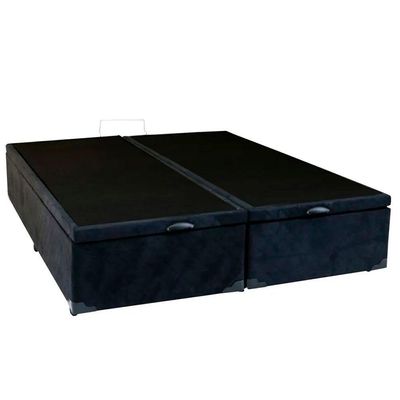 Cama Box Baú Queen Bipartido Suede Mega Cama Preto 158x198x45cm