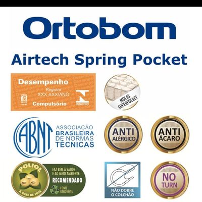 Colchão de Espuma Solteiro Airtech Spring Pocket 88x188x25cm 1040421015 Ortobom Colchao Airtech