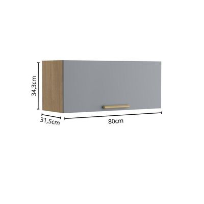 Armário Aéreo 80cm Porta Basculante Grey Sky Axé Bertolini Cinza/carvalho