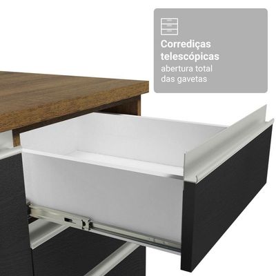 Armário De Cozinha Completa 190cm Glamy Madesa Rustic Preto