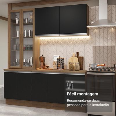 Armário De Cozinha Completa 190cm Glamy Madesa Rustic Preto