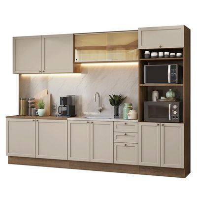 Armário De Cozinha Completa 310 Cm Rustic/crema Vik Madesa 01 Rustic/crema