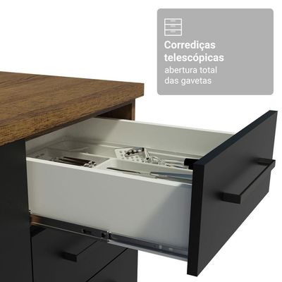 Armário De Cozinha Completa 190cm Com Cristaleira Agata Madesa Rustic Preto