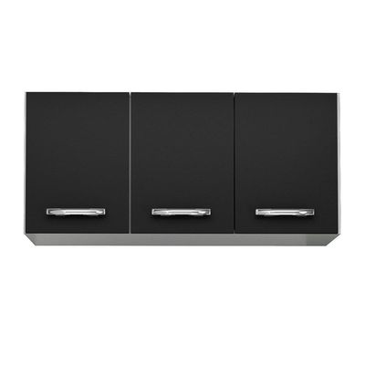 Armário Aéreo De Cozinha Honduras 03 Portas 120cm - Lumil - Branco/preto