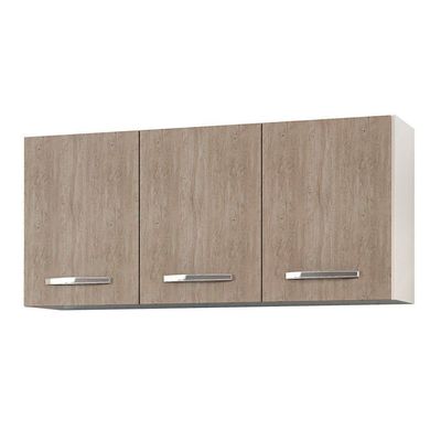 Armário Aéreo De Cozinha Honduras 03 Portas 120cm - Lumil - Branco/preto