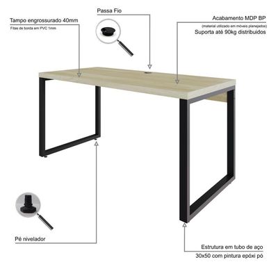 Mesa Diretor 150x70x75cm Yon - Ciliegio-est.preta Ciliegio-est.preta
