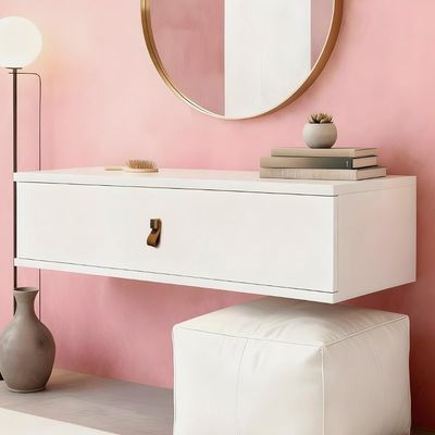Penteadeira Suspensa 90cm 1 Gaveta Quarto Lila Branco Z49 - Mpozenato