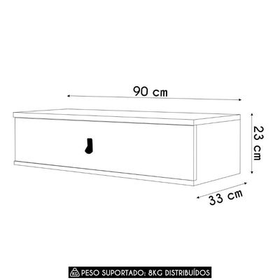 Penteadeira Suspensa 90cm 1 Gaveta Quarto Lila Branco Z49 - Mpozenato