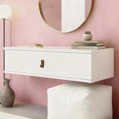 Penteadeira Suspensa 90cm 1 Gaveta Quarto Lila Branco Z49 - Mpozenato
