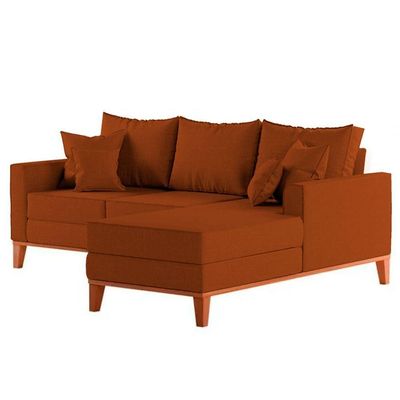 Sofá 3 Lugares Beny Com Chaise Direito Suede Terracota