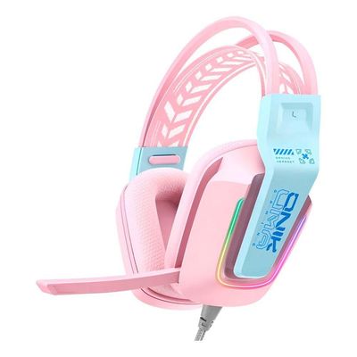 Fone De Ouvido Gamer Headset Rosa Led