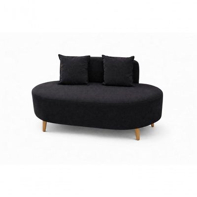 Kit Sofá Orgânico Feijão Para Sala Quarto 115 Cm 02 Almofadas E Poltrona Orgânica Decorativa Flora Veludo Preto Do Lar