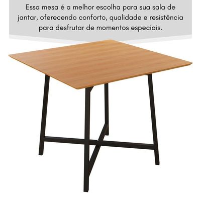 Mesa Quadrada 90x90cm Modelo Festa - Base Preto Fosco