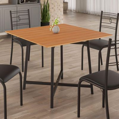 Mesa Quadrada 90x90cm Modelo Festa - Base Preto Fosco