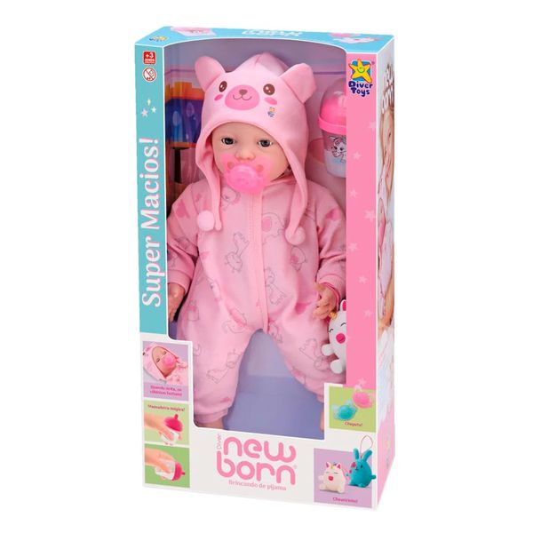 Boneca New Born Divertoys Brincando de Pijama