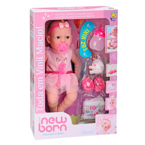 Boneca New Born Divertoys Unicórnio Fofinho