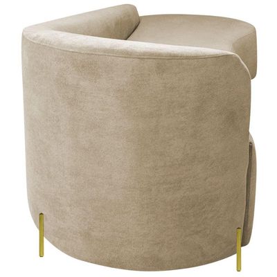Divã Recamier Orgânico França 250cm Lado Dir Pés Metal Dourado Bouclé Bege