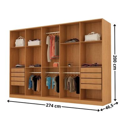 Guarda Roupa Casal Everest Mdf 10 Pts 8 Gav E 9 Prateleiras Naturalle/off White