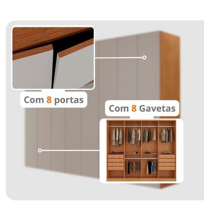 Guarda Roupa Casal Atacama Mdf Moderna Mobília Naturalle/off White