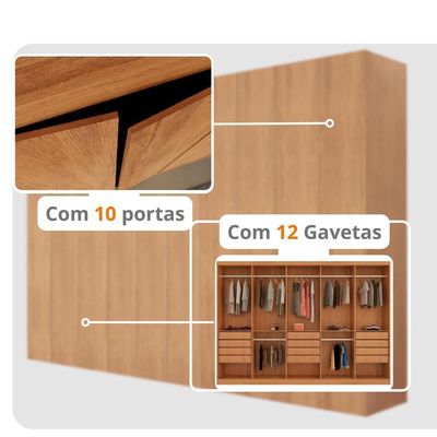 Guarda Roupa Casal Everest Mdf 10 Pts 12 Gav 5 Prateleiras Naturalle