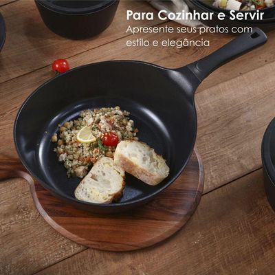 Frigideira Wok 24cm-2,7l - Indução - Alumínio Com Revestimento Cerâmico - Vulkan - Neoflam - Preto