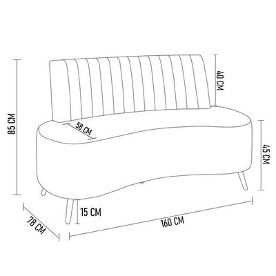 Sofá 2 Lugares Para Sala Living 160cm Pés Palito Tamar K04 Veludo Azul - Mpozenato