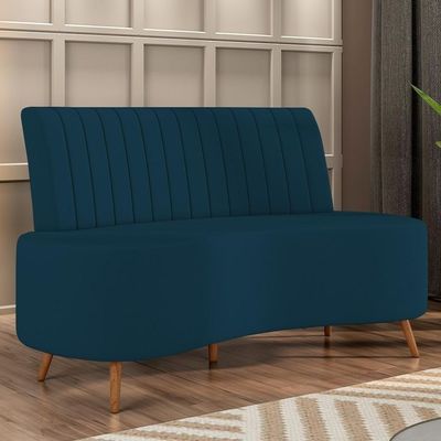 Sofá 2 Lugares Para Sala Living 160cm Pés Palito Tamar K04 Veludo Azul - Mpozenato
