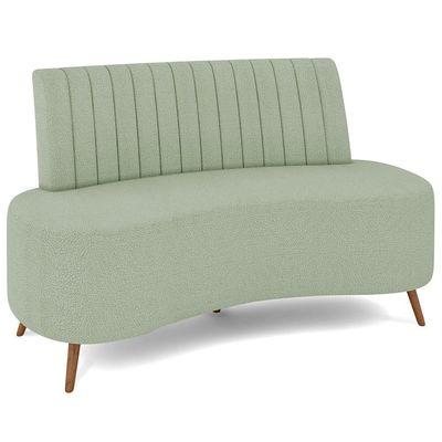 Sofá 2 Lugares Para Sala Living 135cm Pés Palito Tamar K04 Bouclê Verde água - Mpozenato