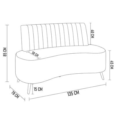 Sofá 2 Lugares Para Sala Living 135cm Pés Palito Tamar K04 Bouclê Verde água - Mpozenato