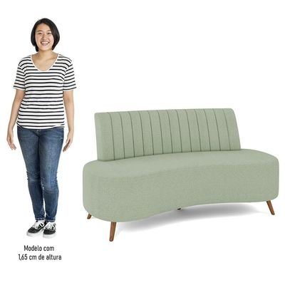 Sofá 2 Lugares Para Sala Living 135cm Pés Palito Tamar K04 Bouclê Verde água - Mpozenato