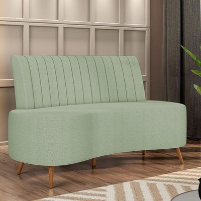 Sofá 2 Lugares Para Sala Living 135cm Pés Palito Tamar K04 Bouclê Verde água - Mpozenato