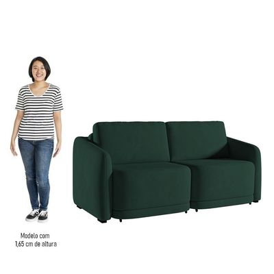 Sofá Cama Casal Para Sala 176cm Polska K04 Veludo Verde - Mpozenato