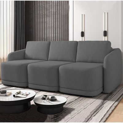 Sofá Cama Casal Para Sala 306cm Polska K04 Linho Cinza Escuro - Mpozenato