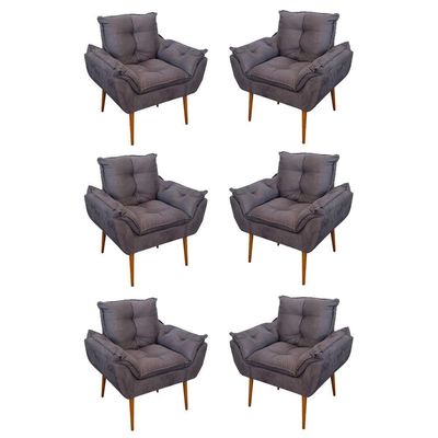 Kit 06 Sofás 1 Lugar De Luxo Opala Sala, Quarto Suede Cor:cinza