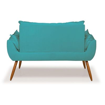 Kit Sofá Namoradeira Opala + 2 Poltronas Opala Balaqui Decor Cor:azul Turquesa
