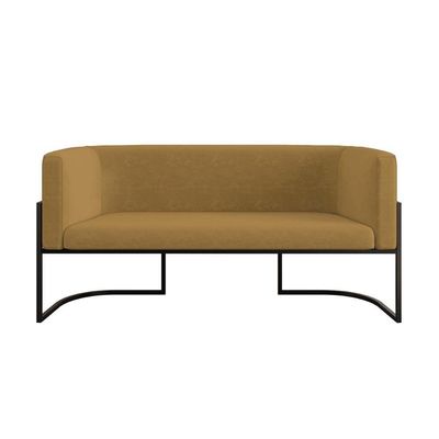 Sofá 2 Lugares Com Base De Metal Preto Reforçada Capuccino