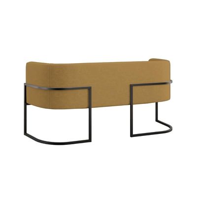 Sofá 2 Lugares Com Base De Metal Preto Reforçada Capuccino