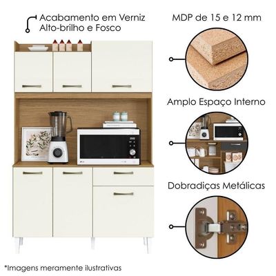 Kit Cozinha Compacta 6 Portas Berlim 120 Cm Atacama Off White Armoveis Atacama Off White