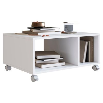 Mesa De Centro Para Sala Com Rodizios 60x45 Cm B59 Branco Novam Branco