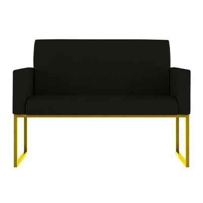 Kit Sofá 2 Lugares + 2 Poltronas Recepção Sala Base Dourada Cor:preto Preto