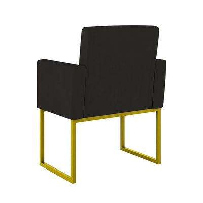 Kit Sofá 2 Lugares + 2 Poltronas Recepção Sala Base Dourada Cor:preto Preto