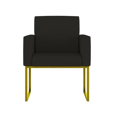Kit Sofá 2 Lugares + 2 Poltronas Recepção Sala Base Dourada Cor:preto Preto