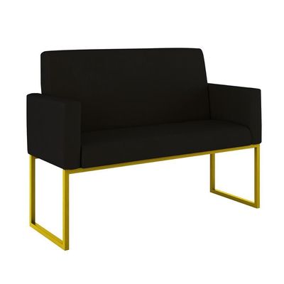 Kit Sofá 2 Lugares + 2 Poltronas Recepção Sala Base Dourada Cor:preto Preto