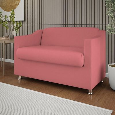 Sofá Namoradeira 2 Lugares Tilla Sala De Estar Balaqui Decor rosa