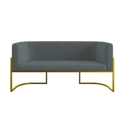 Sofá Namoradeira 2 Lugares Moderna Base Metal Gold Balaqui Cinza
