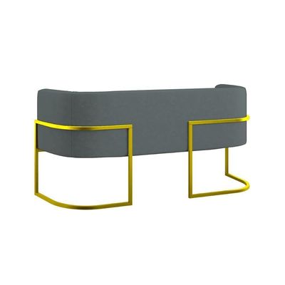 Sofá Namoradeira 2 Lugares Moderna Base Metal Gold Balaqui Cinza