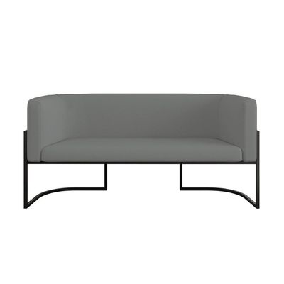 Sofá 2 Lugares Veludo Moderno Base Metal Black – Balaqui Cor:cinza Cinza